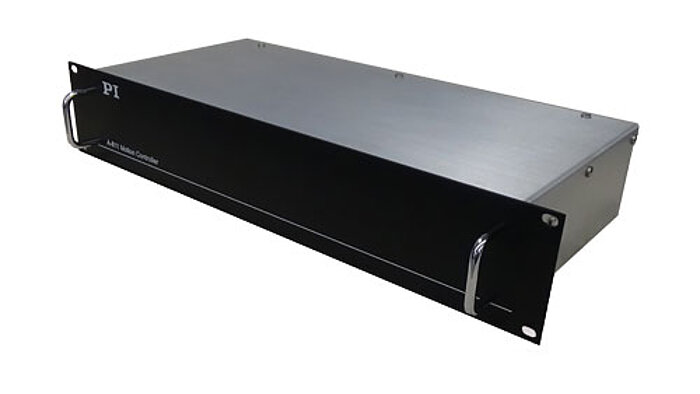 A-811/2/4 PIglide Motion Controller This series of motion controllers from PI offers a completely integrated electronics solution, with controller, drives, and power supplies packaged together. The A-81x is in a compact 19-inch rack-mount enclosure for 1, 2, or 4 axes of motion, while the slightly larger A-82x is capable of controlling 4, 6, or 8 axes. These controllers are designed and optimized to work with the PIglide line of air bearing stages which feature direct drive linear and rotary servo motors and high resolution encoders.